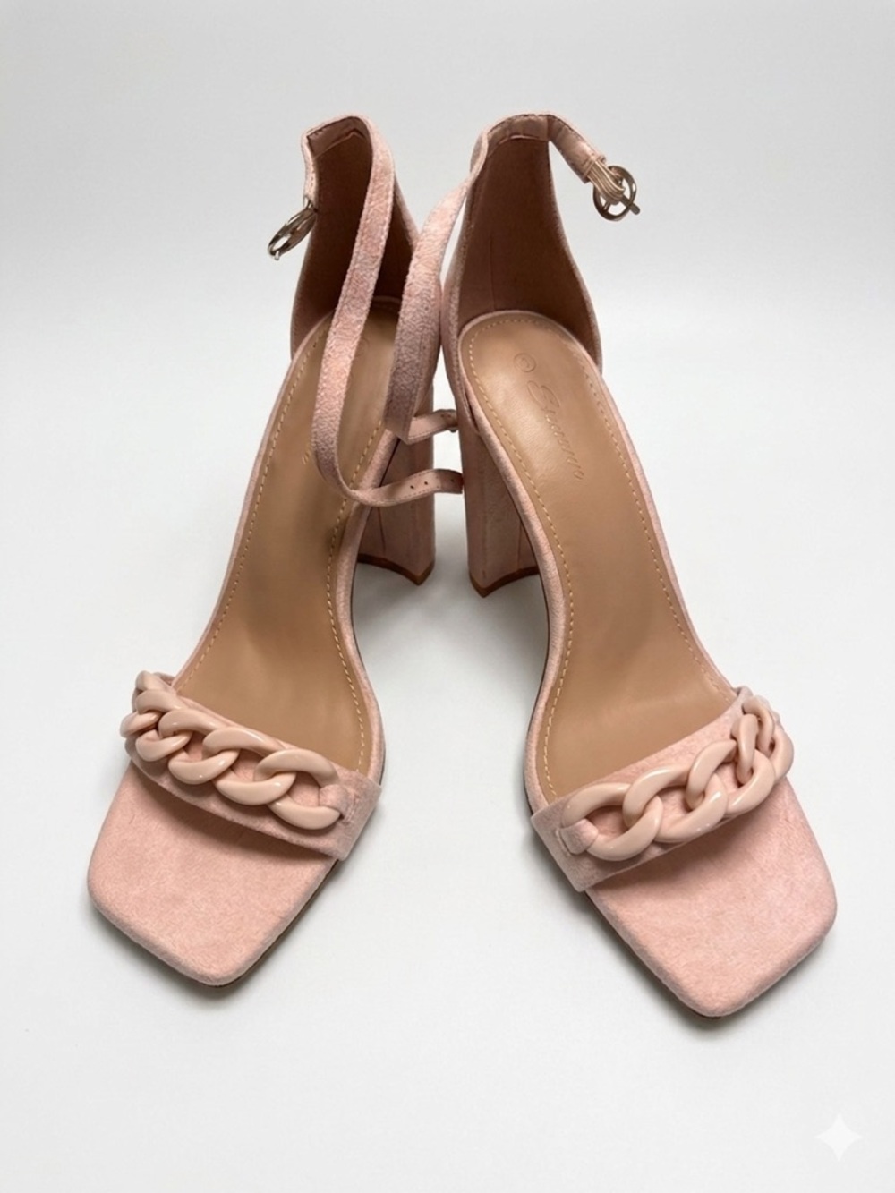 Ermonn Square Toe Heeled Sandals Dressy  Chunky High Heels Ankle Strap